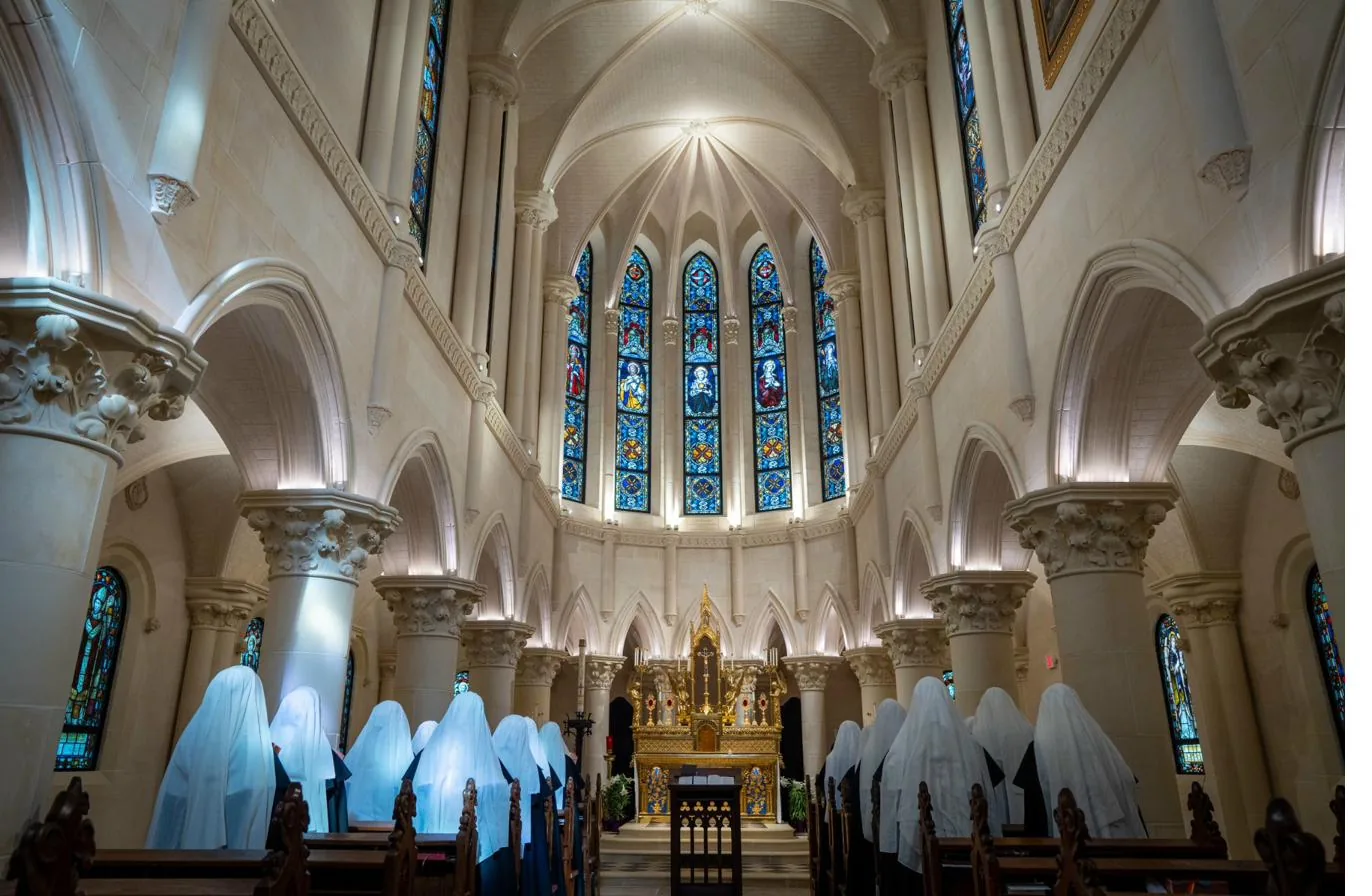 Church reflected in water